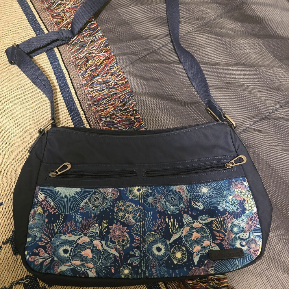 Sakroots Navy Floral Print Crossbody Bag